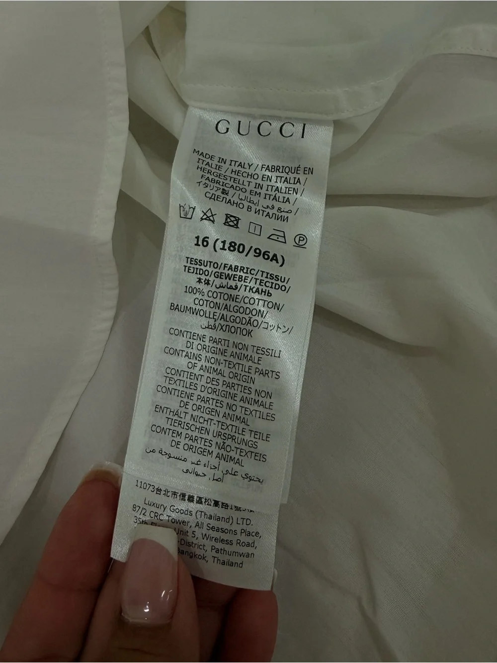 Gucci White Men’s Button-Down Shirt with Subtle Embroidered Logo